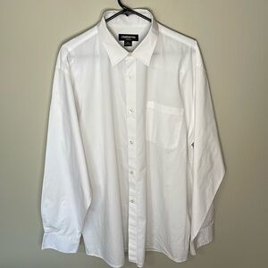 CLAIBORNE Men’s XLT White‎ Cotton Long Sleeve Button Down Shirt Wardrobe Staple